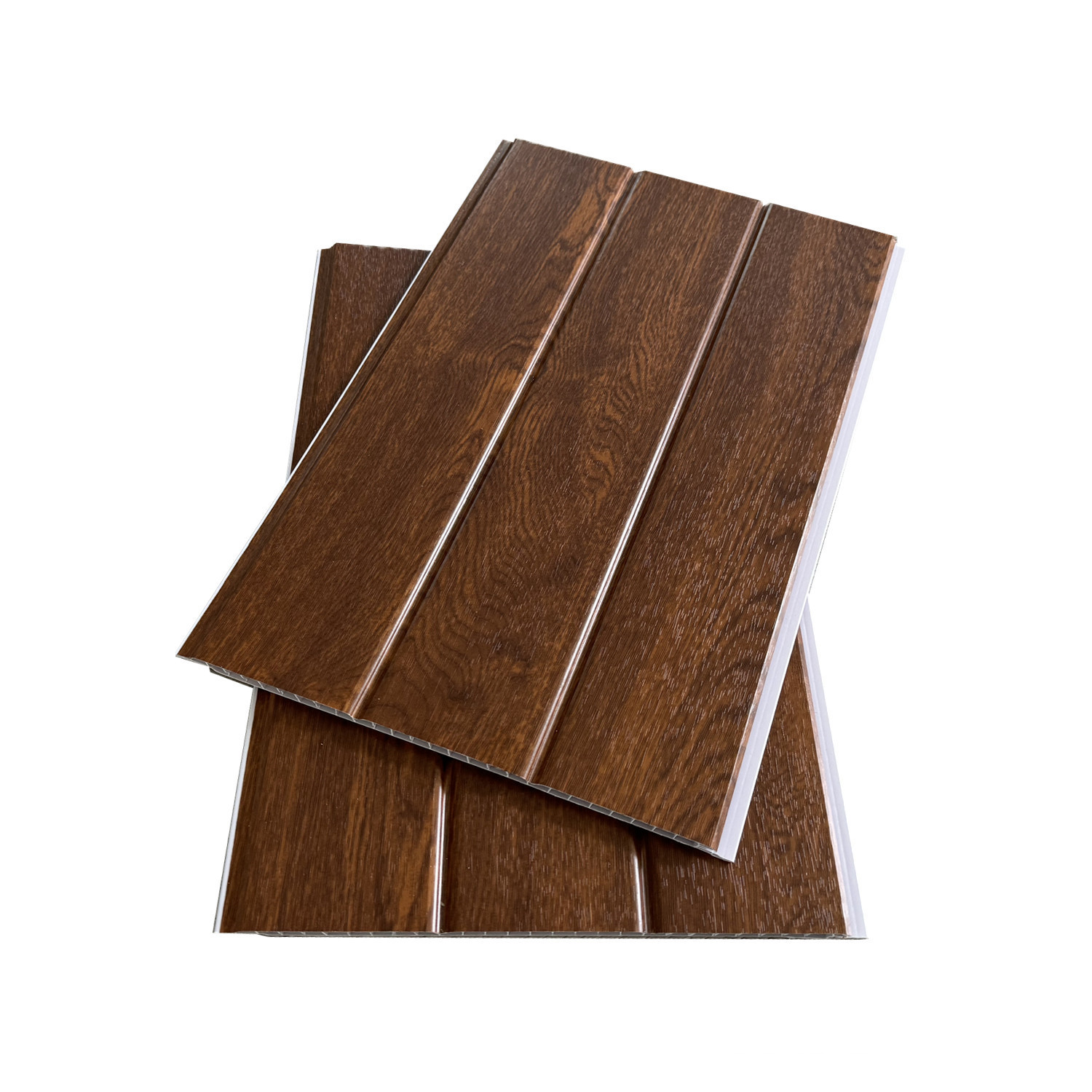 Two Groove 250mm/300mm plastic pvc ceiling strips wood color lamianted surface design