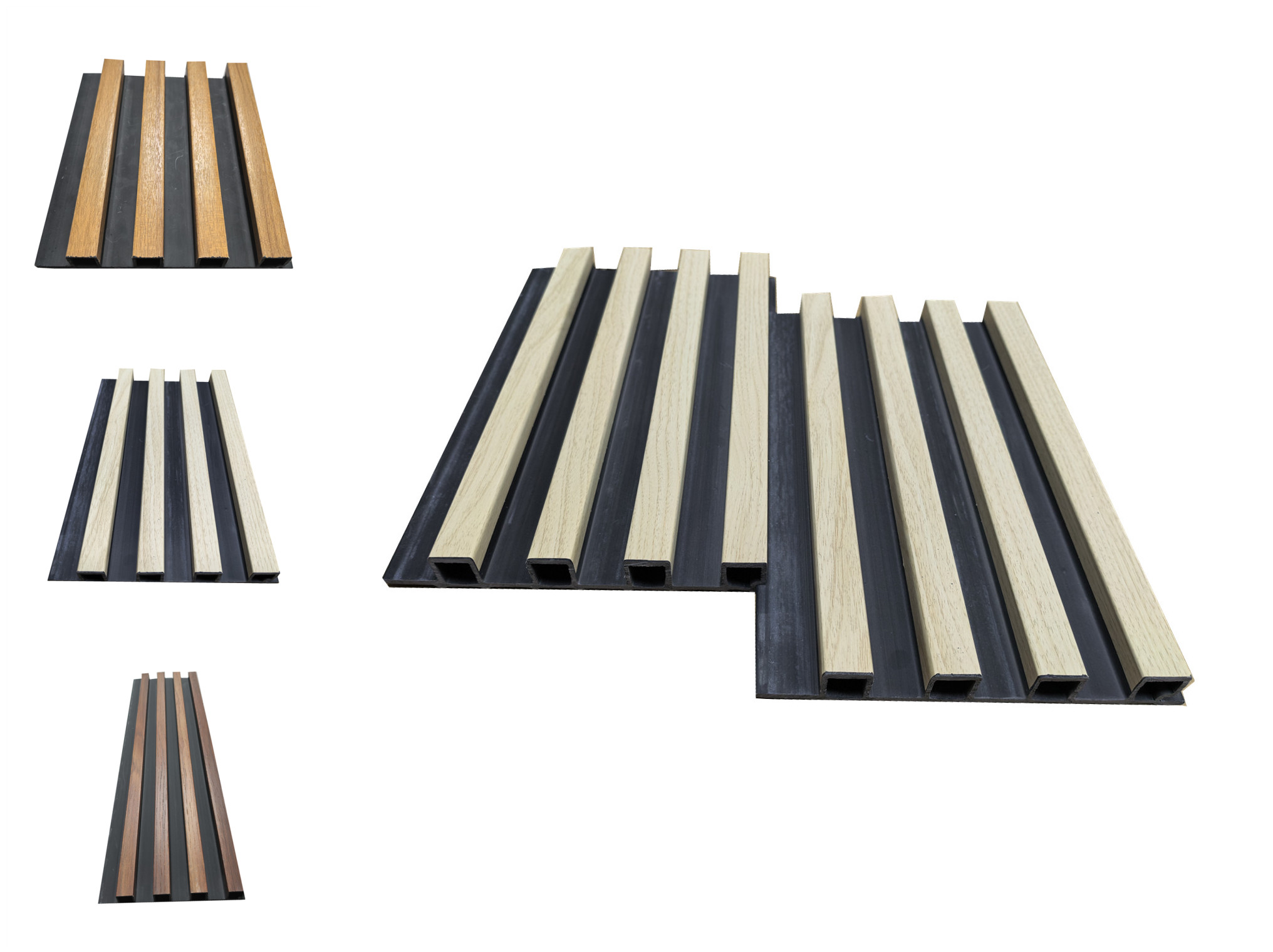 Modern WPC Fluted Panels black basic wall Cladding Interior Plastic Composite Fluted Covering Board