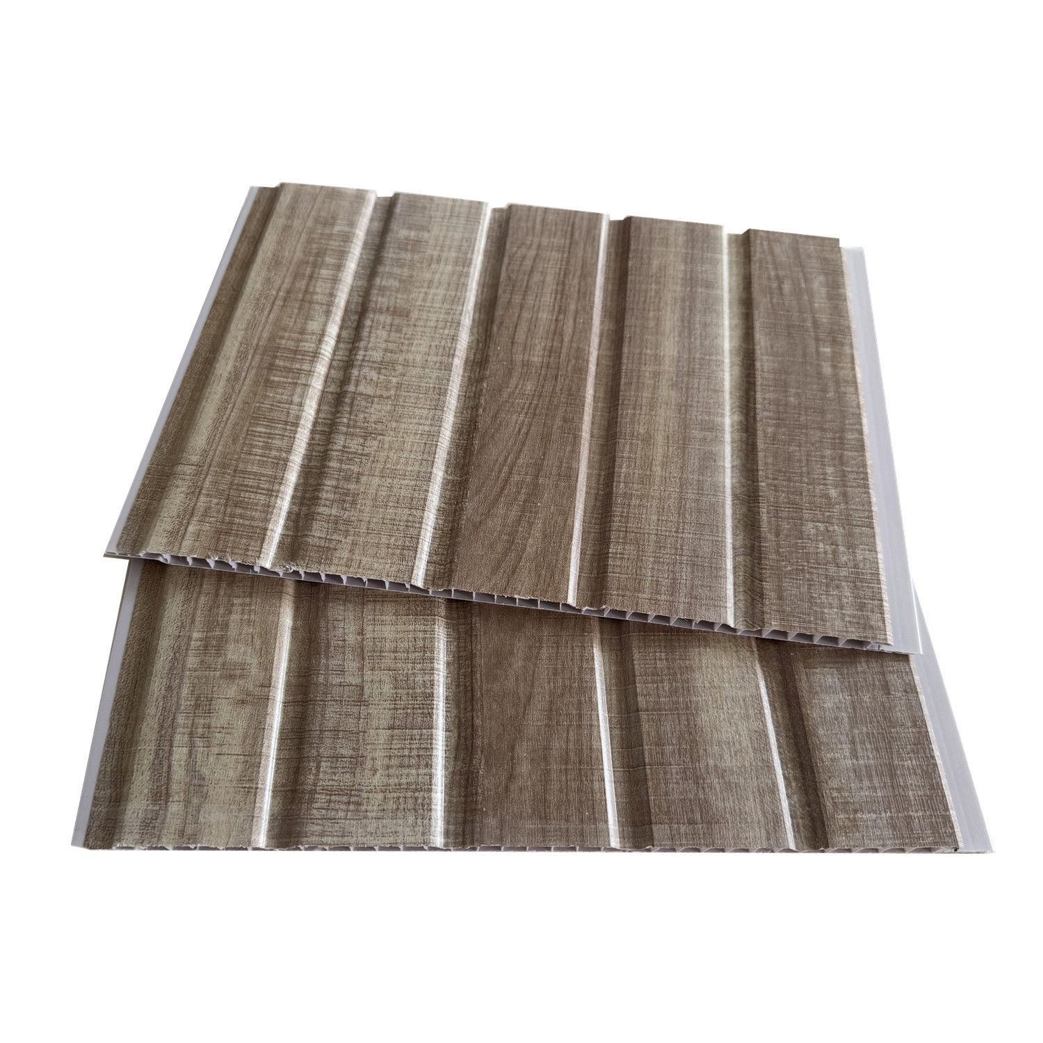 Two Groove 250mm/300mm plastic pvc ceiling strips wood color lamianted surface design