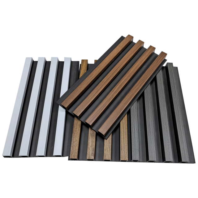 Modern WPC Fluted Panels black basic wall Cladding Interior Plastic Composite Fluted Covering Board