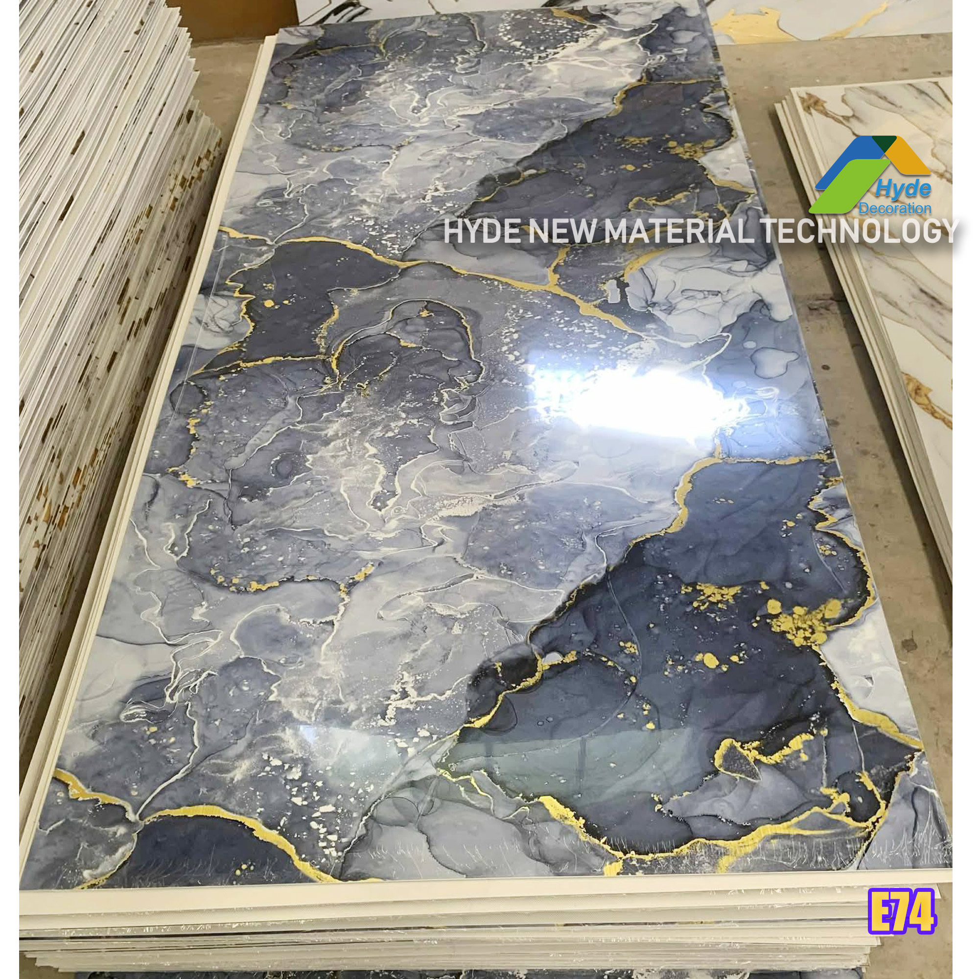 Interior Decorative PVC Marble Board Ceiling Artificial Laminate Gold UV Marble Wall Panels Sheet