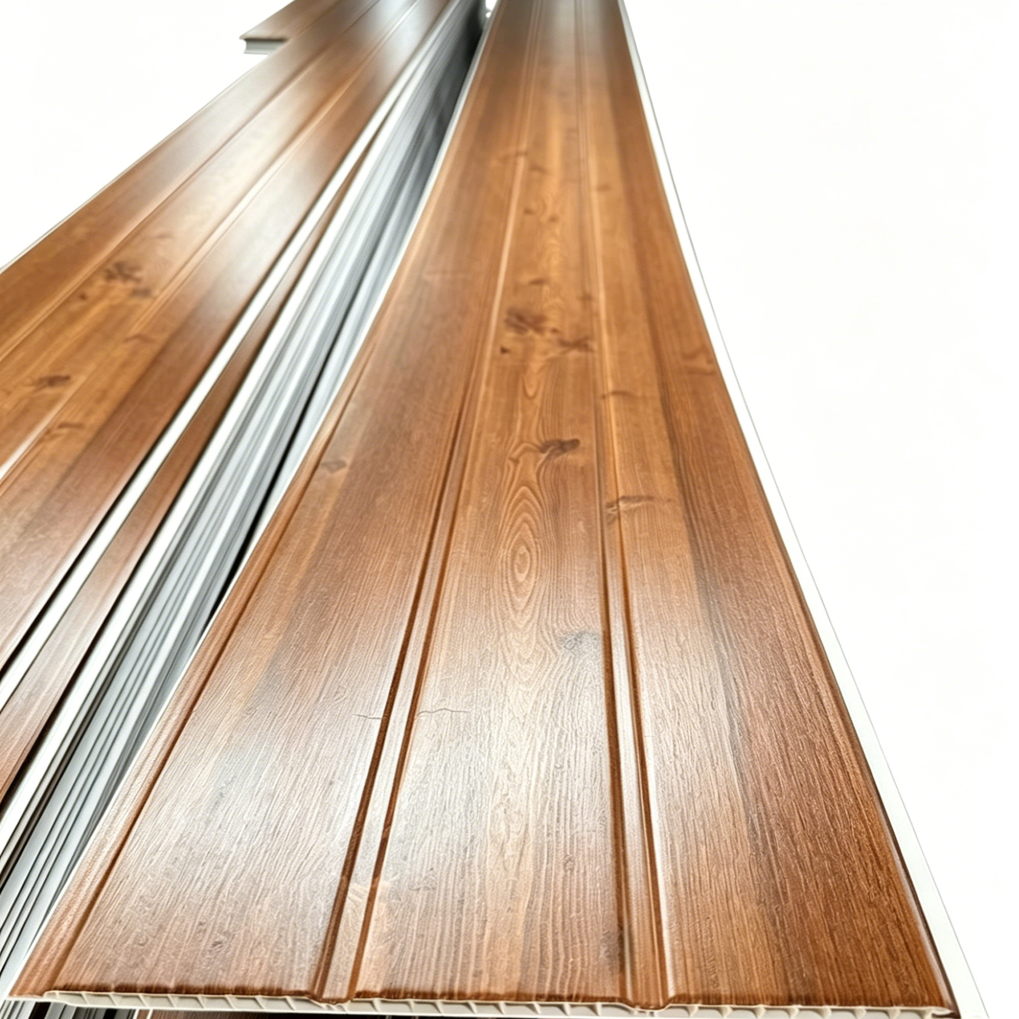 300mm Double Groove Laminated Wall Panel Wood Grain Placa De Teto PVC Ceiling for Latin America Home Decoration