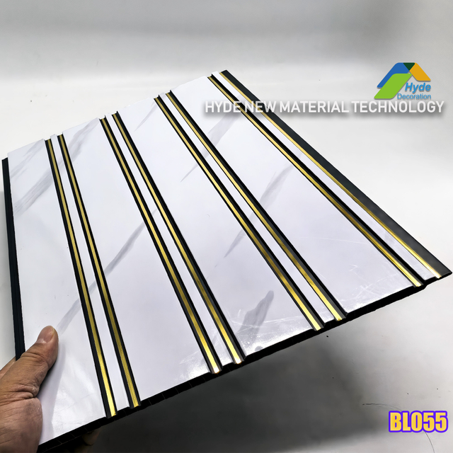 Gold Foil Inlay Flutted Wall Board Interior Decorative Slat Fluted Cladding Panel for Indiatv Background