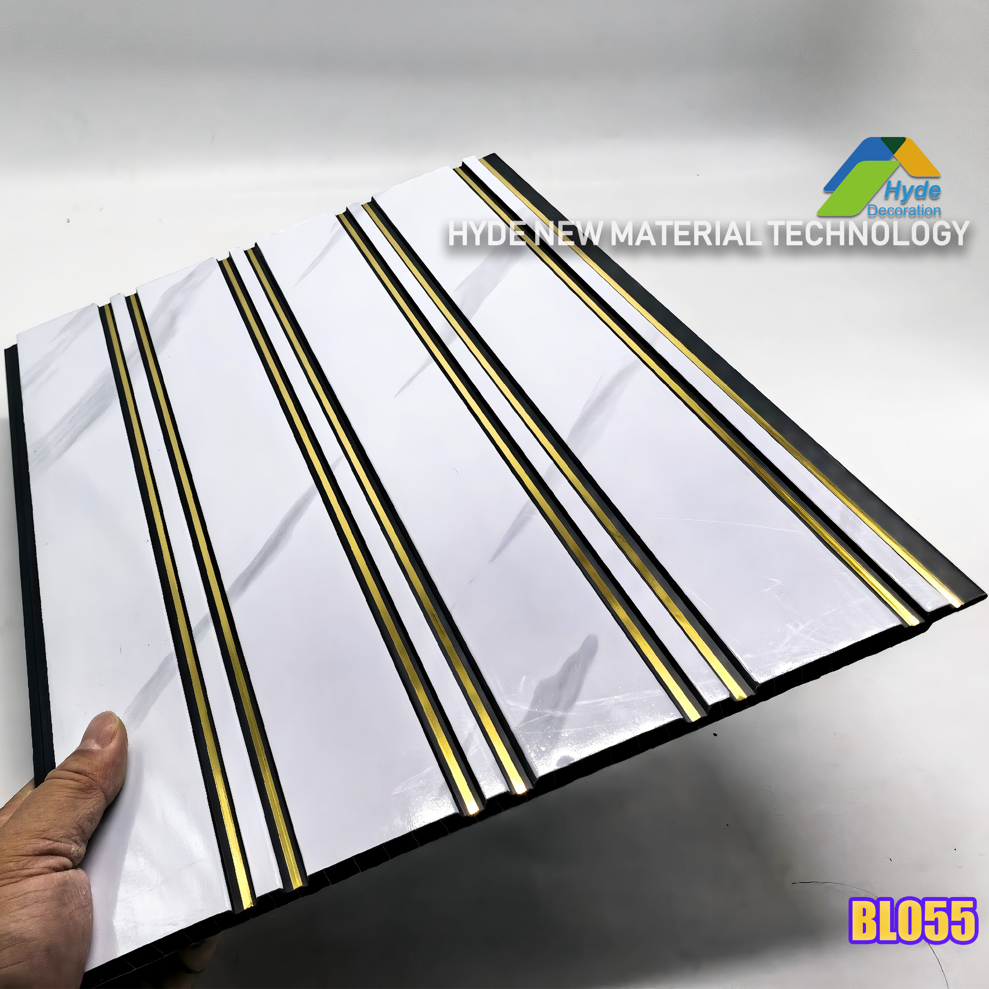 Gold Foil Inlay Flutted Wall Board Interior Decorative Slat Fluted Cladding Panel for Indiatv Background