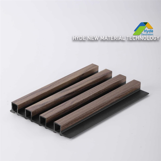 Cost Effective 3D Interior Exterior Cladding Panel Dark Smoky Oak Plastic Fluted WPC Grille Board