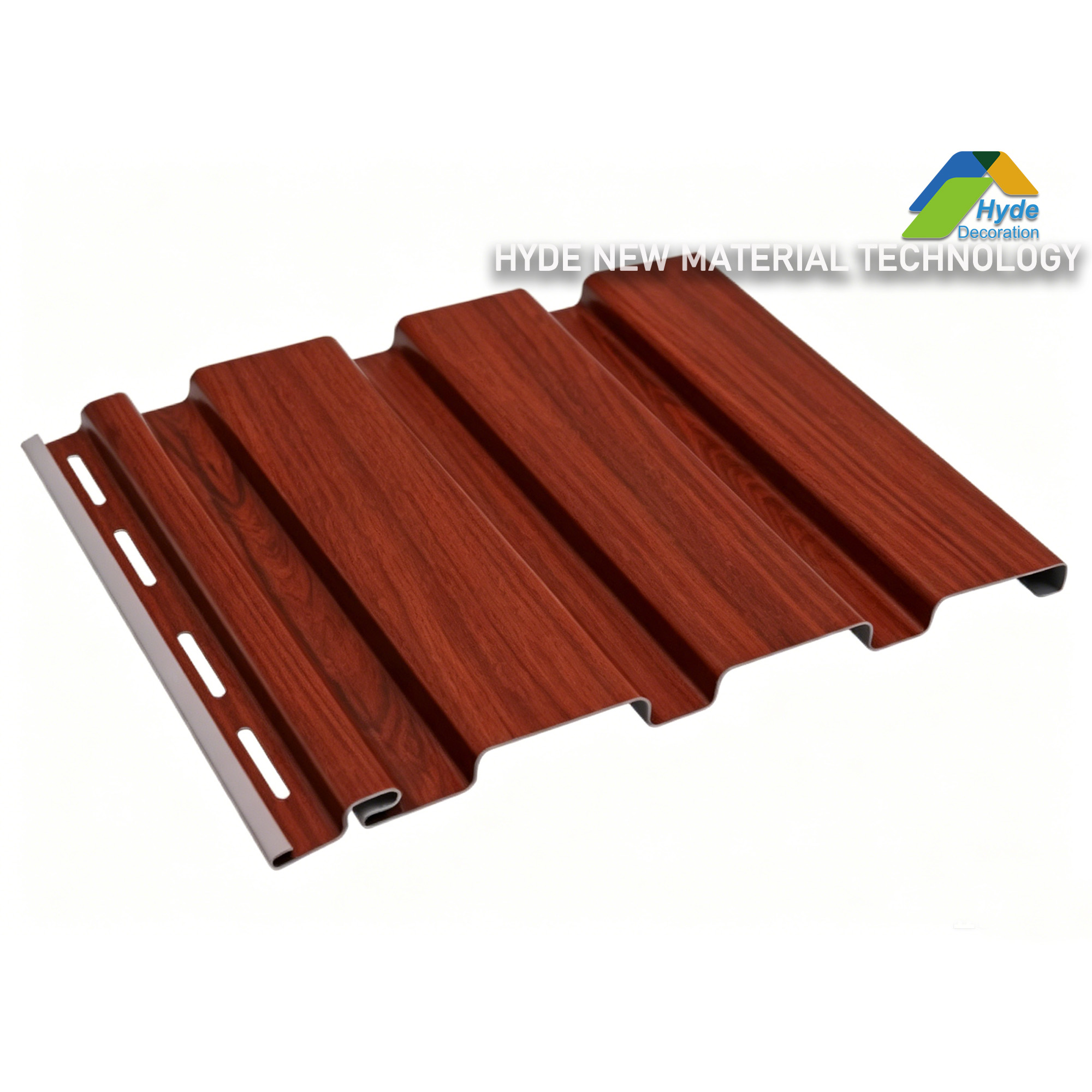 China Supply Solid Model Golden Vinyl Oak Exterior Ceiling Cladding Weatherproof PVC Soffit Panel 