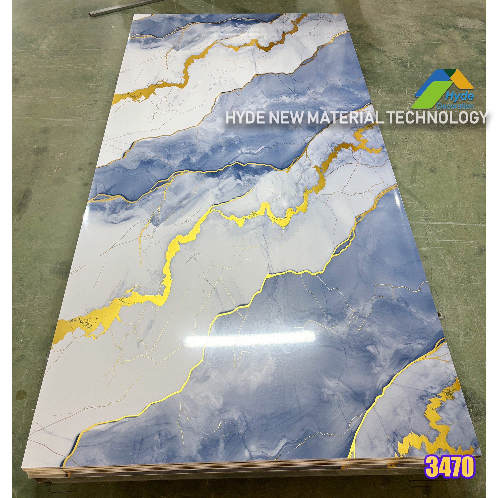1220x2440x3mm Waterproof High Glossy Golden Wall Decoration Panel PVC UV Marble Sheet For Bathroom Shower