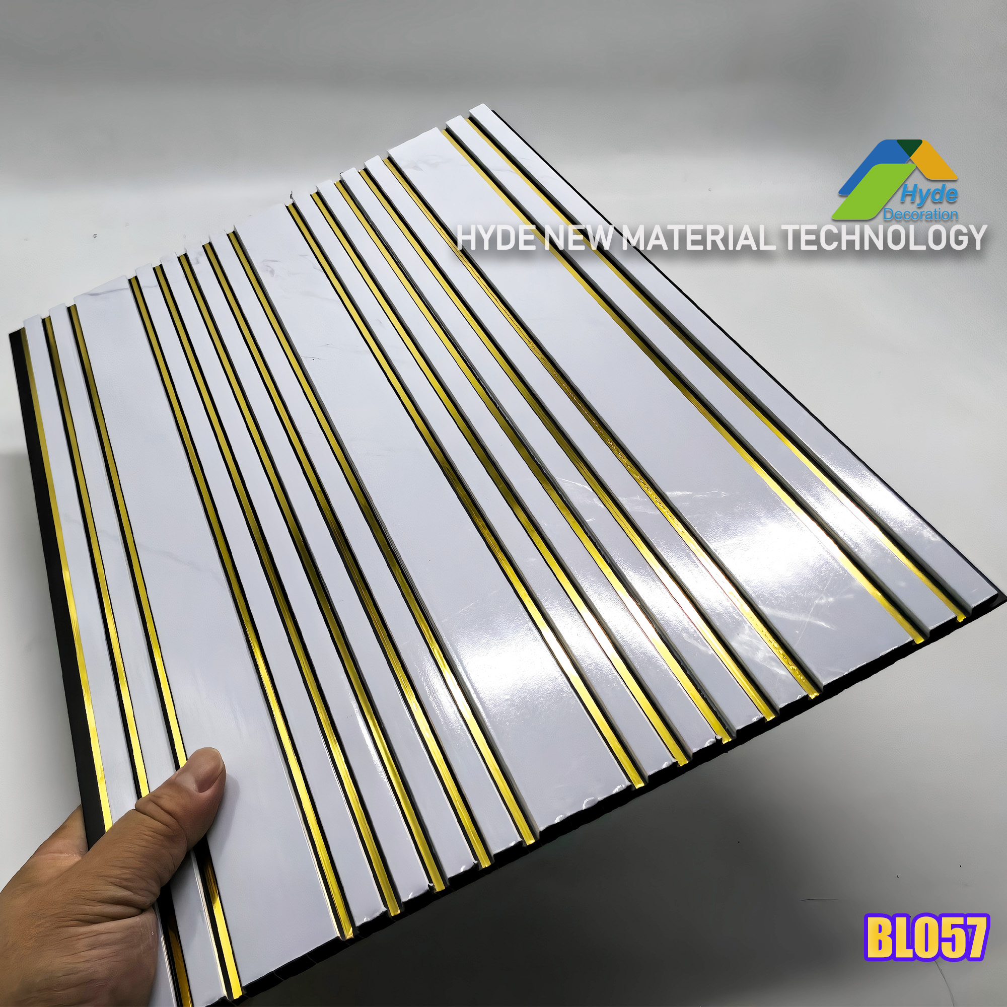 Gold Foil Inlay Flutted Wall Board Interior Decorative Slat Fluted Cladding Panel for Indiatv Background