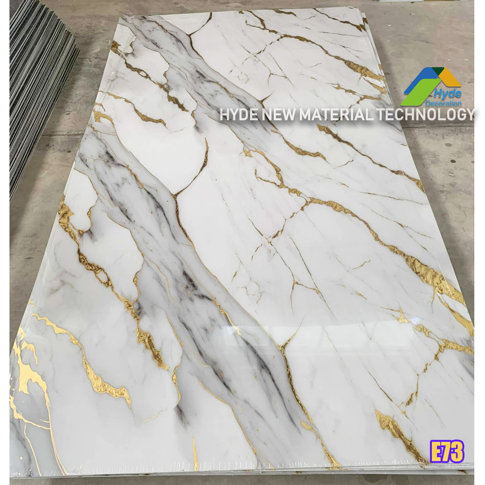 Interior Decorative PVC Marble Board Ceiling Artificial Laminate Gold UV Marble Wall Panels Sheet