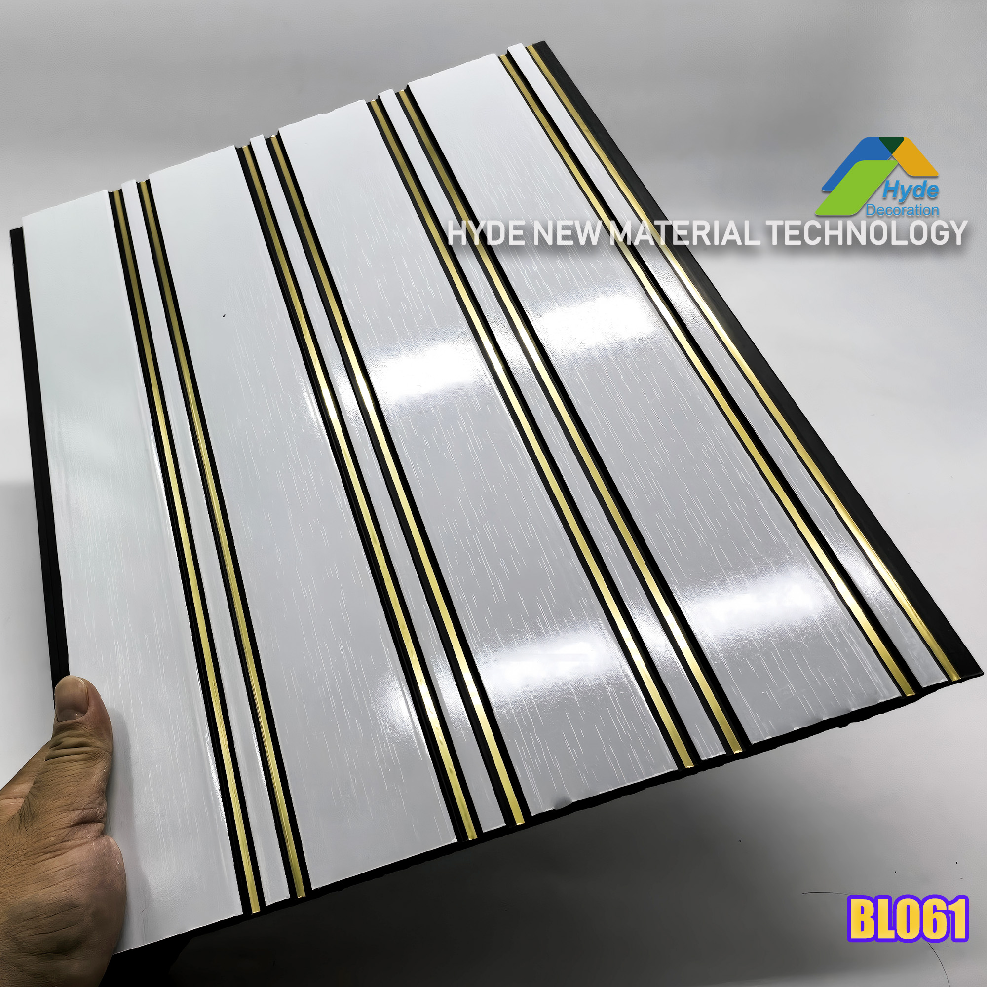 Gold Foil Inlay Flutted Wall Board Interior Decorative Slat Fluted Cladding Panel for Indiatv Background