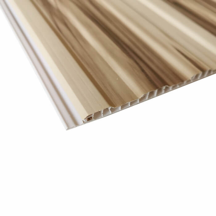 Width 250mm Laminated Pvc Stretch Ceiling Tiles Decorative 3D Wood Color Design