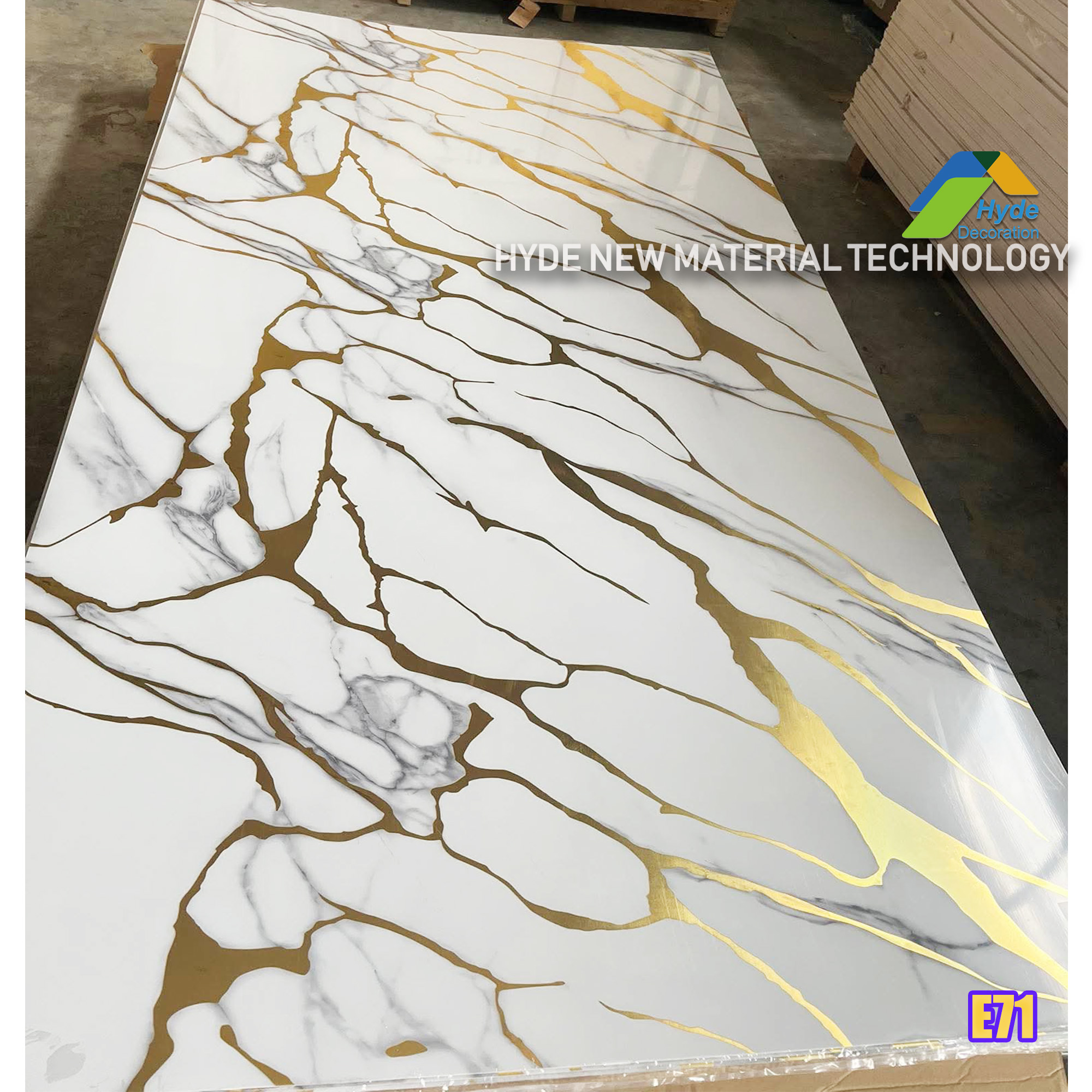 Interior Decorative PVC Marble Board Ceiling Artificial Laminate Gold UV Marble Wall Panels Sheet