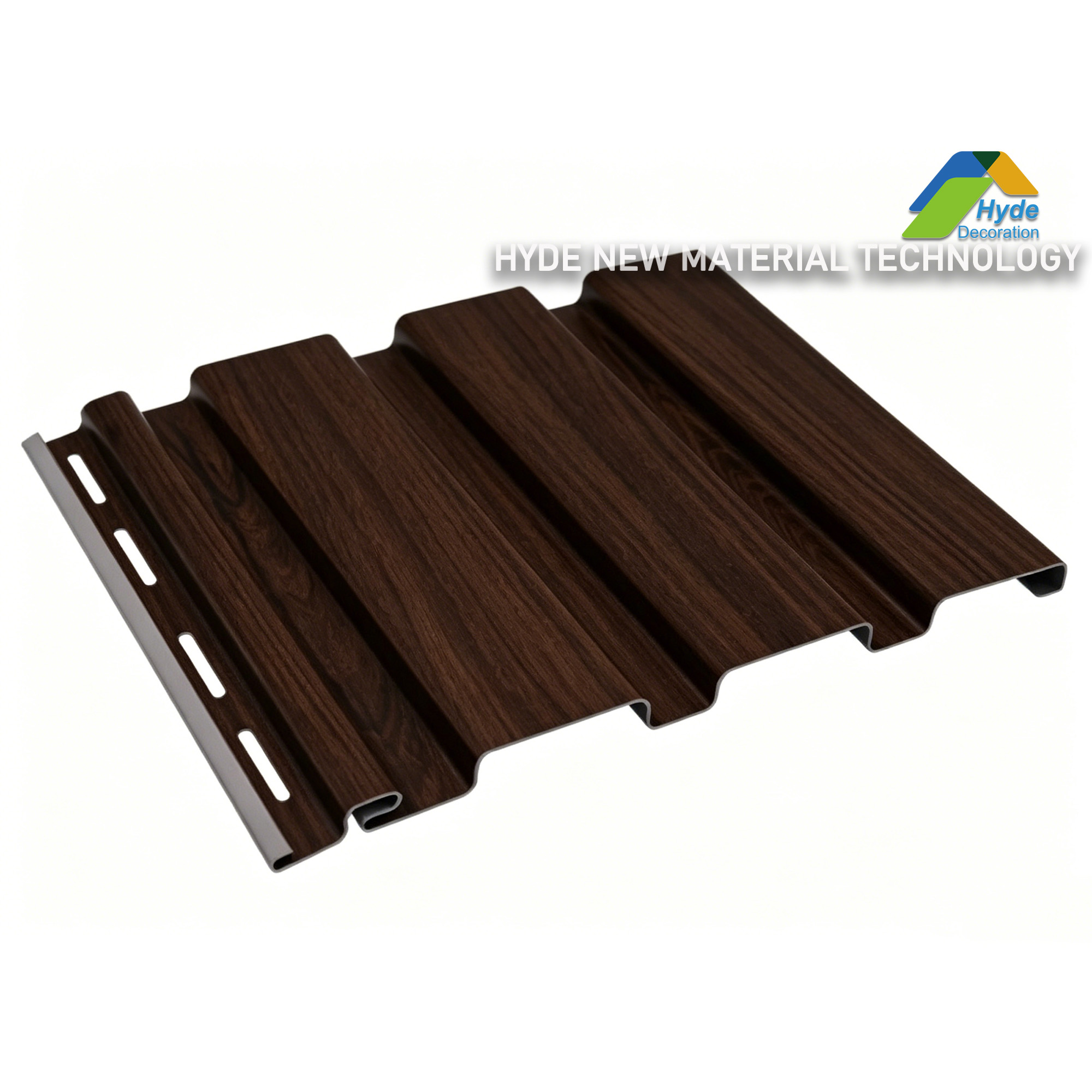 China Supply Solid Model Golden Vinyl Oak Exterior Ceiling Cladding Weatherproof PVC Soffit Panel 